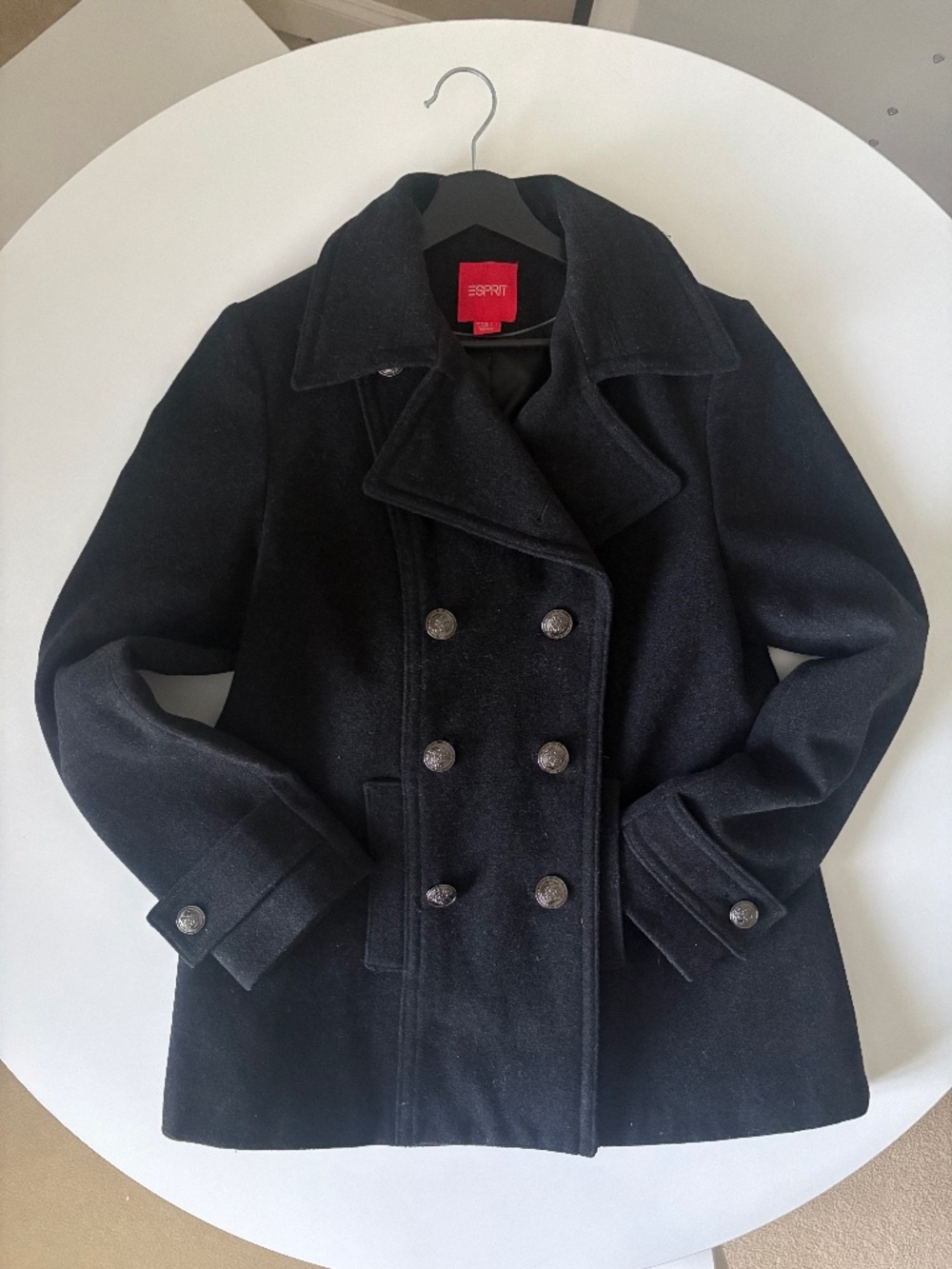 NWOT Vintage Esprit Wool Pea coat Heather Black Medium